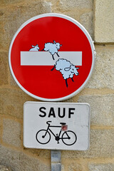 Quimper, France - may 16 2021 : wrong way sign