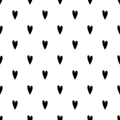 Seamless patterns with black hearts. Valentine's Day. Gift wrap, print, cloth, cute background for a card.