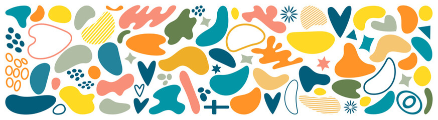 Fototapeta premium Abstract blotch shape. Liquid shape elements. Set of modern graphic elements. Fluid dynamical colored forms banner. Gradient abstract liquid shapes. Vector illustration. 