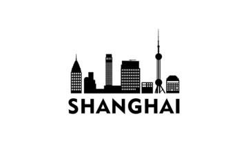 Shanghai Cityscape Logo Silhouette Design Vector