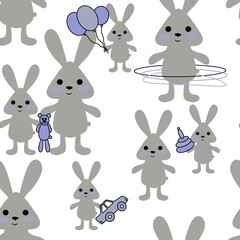 Bunnies seamless rabbits pattern for fabrics and textiles and packaging and gifts and cards and linens and kids