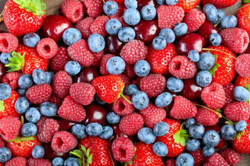Fototapeta Berries close-up colorful assorted mix. obraz