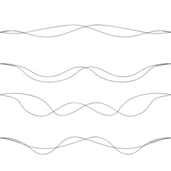 Black horizontal lines seamless pattern on white background set. Dye flow style. Vector illustration template, design element.
