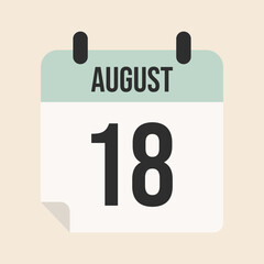 calendar page month of august 18st