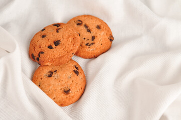 sweet crunchy cookies with dark chocolate for teatime