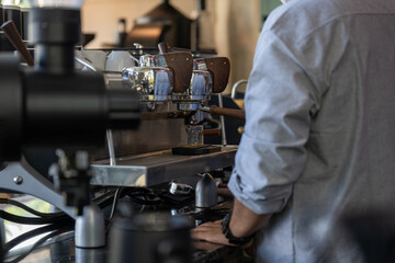 coffee shop barista making coffee