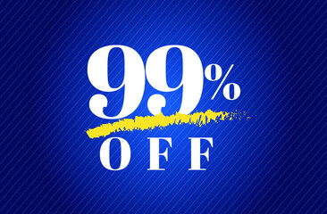 99% off tag ninety nine percent discount black friday sale white letter blue gradient  background