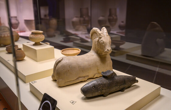 Sanliurfa, Turkey - 15.12.2021: Interior and artefacts of the archaeological museum in Sanliurfa