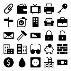 Glyph icons for real estate.