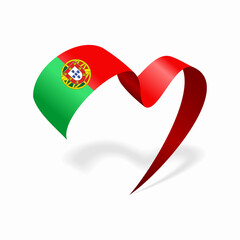 Portuguese flag heart shaped ribbon. Vector illustration.