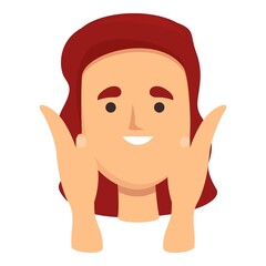 Palm face massage icon cartoon vector. Skin beauty. Woman care