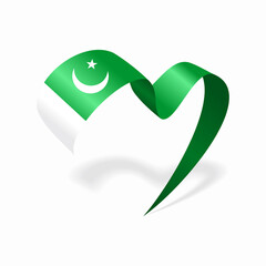 Pakistani flag heart shaped ribbon. Vector illustration.