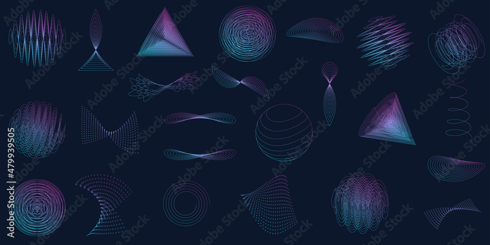 Canvas Prints abstract line geometric shapes set. futuristic graphic elements. retro futurism collection. modern a