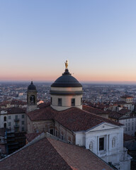 Fototapeta na wymiar View over the rooftop ot the Cathedral of Bergamo dedicated to Sant'Alessandro.