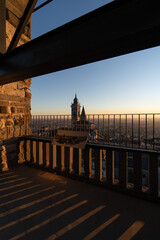 Inside the Campanone in Bergamo Upper City at sunset.