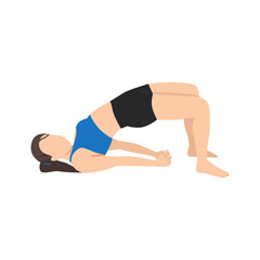 woman doing Yoga Setu Bandha Sarvangasana Chakrasana. Yoga pose of bridge. Physical health Flat vector illustration isolated on white background