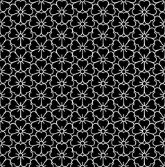 Seamless Japanese flowers Vector pattern on white