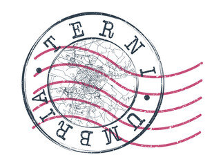 Terni, Province of Terni, Italy Stamp Map Postal. Silhouette Seal Roads and Streets. Passport Round Design. Vector Icon. Design Retro Travel National Symbol. - obrazy, fototapety, plakaty