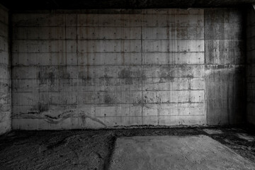 concrete walls in an abandoned or unfinished architectural space