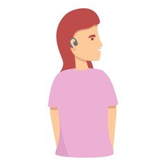 Deaf young girl icon cartoon vector. Diverse ear. Care hearing
