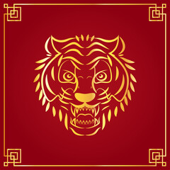Naklejka na ściany i meble Happy Chinese new year. Year of Tiger. Chinese new year 2022 poster. tiger face symbol.