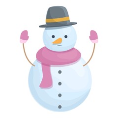 Top hat snowman icon cartoon vector. Snow christmas. Ice happy