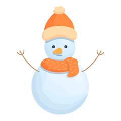 Cute snowman icon cartoon vector. Christmas man. White ice