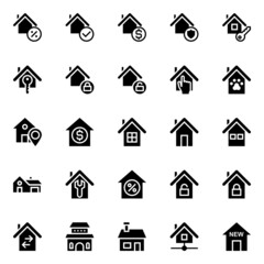 Glyph icons for real estate.