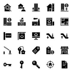 Glyph icons for real estate.