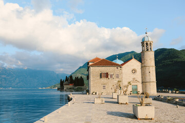 Church of Our Lady on the rocks on the artificial island near Perast. Montenegro