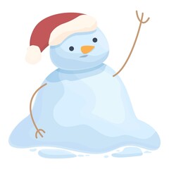 Snowman thawing icon cartoon vector. Snow man. White ice