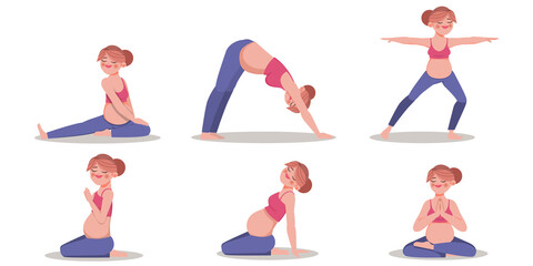 Pregnant woman safe exercise workout for healthy character.	