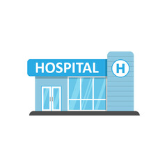 Hospital building icon in flat style. Medical clinic vector illustration on isolated background. Medicine sign business concept.