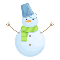 Garden snow man icon cartoon vector. Cute xmas man. Snowball fun