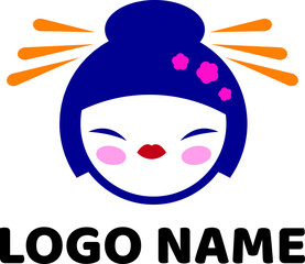 Japan Geisha face logo design, suited for fashion, beauty aspects