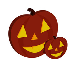 Vector 3D icon halloween pumpkin, with eyes, nose and mouth on light, best for your property decoration image.