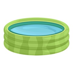 Green inflatable pool icon cartoon vector. Aqua house. Sea child