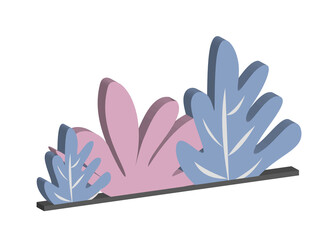 Vector 3D icon grass on winter, pastel colors with blue and pink. Best for your property decoration images