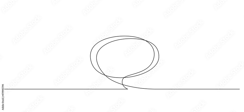Aufkleber One continuous line drawing of Speech bubble. Chat cloud in simple linear style. Editable stroke. Doodle Vector illustration