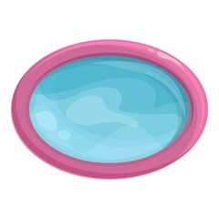 Oval inflatable pool icon cartoon vector. Swim beach. Circle air