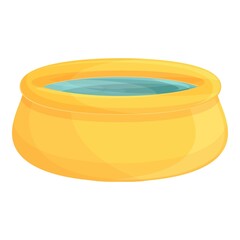 Yellow inflatable pool icon cartoon vector. Swim fun. Water beach