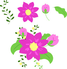 
Simple flowers and branches composition for textiles