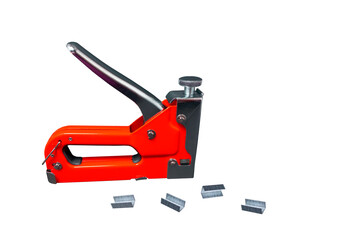 Upholstery stapler for furniture assembly. 
Tools for upholsterers used in the carpentry and upholstery shops