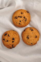 sweet crunchy cookies with dark chocolate for teatime