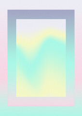 Iridescent gradient frame. Vivid rainbow colors. Digital noise, grain. Abstract lo-fi background. Vaporwave 80s, 90s style. Wall, wallpaper, print. Minimal, minimalist. Blue, turquoise, yellow, pink