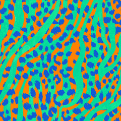 Abstract Stylish Brush Leopard Dots and Textured Zebra Stripes Trendy Seamless Pattern Beautiful Mix Design Combination Perfect for Allover Fabric Print or Wrapping Paper