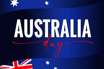 Australia day flags and lettering poster. Australian holiday banner with flag and text. Vector illustration