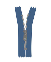 Vector illustration of a blue zippered lock for tailoring isolated on a white background.