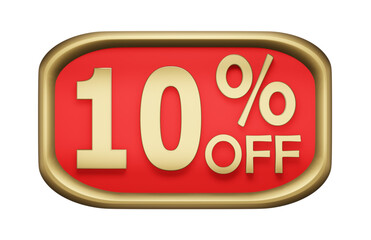 10% percent discount on gold badge, vector. 