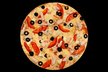 pizza on black